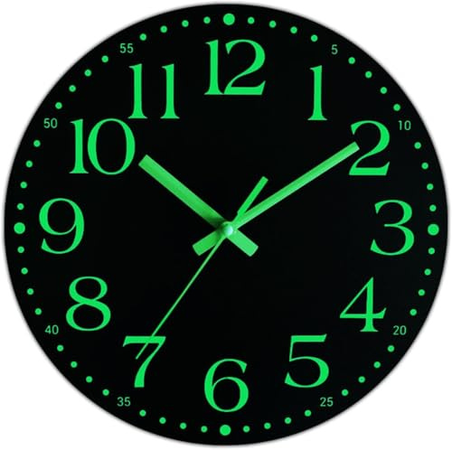 Ziprote Wanduhr Leuchtend Ohne Tickgeräusche Lautlos Vintage 25cm | Uhr Wand Fluoreszierend Wall Clocks Wanduhren für Wohnzimmer KüChe Schlafzimmer Büro Schule Kinderzimmer