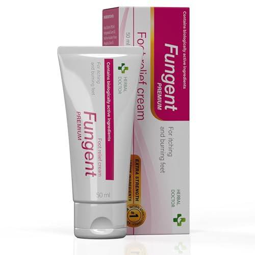 Crema para pies Fungent Premium con alivio de 50 ml, crema para picazón y ardor en los pies, ingredientes activos, hidratación y cuidado diario de los pies