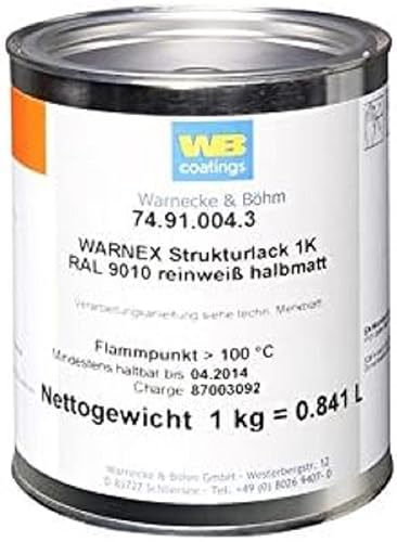 Warnex 0131 WHI Strukturlack reinweiß halbmatt 1 kg, RAL 9010