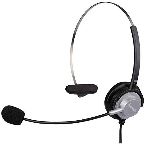 Hama Casque-micro pour téléphone sans fil (casque avec bandeau ouvert, télécommande intégrée, jack 2,5mm) Noir/Argent