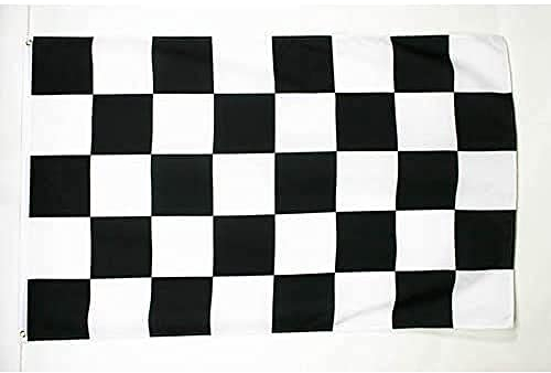 AZ FLAG - Bandera A Cuadros Negros Y Blancos - 90x60 cm - Bandera De Carreras Automoviles - Negro Y Blanco 100% Poliéster Con Ojales de Metal integrados - 50g