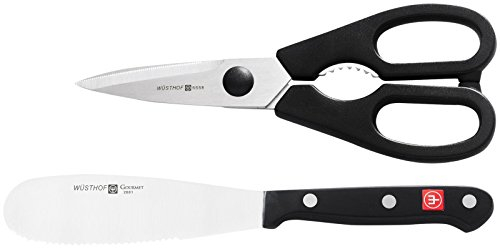 Wusthof Two Pc Spreader and Shears Set, Black