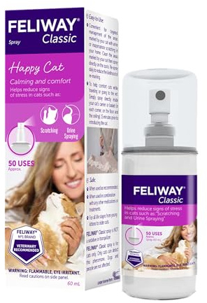 FELIWAY® Classic Cat Calming Spray, 60ml - Comforts Cats at Home and On the Go and Helps to Calm During Travel