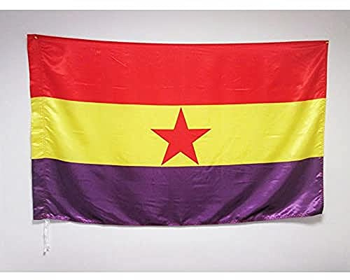 AZ FLAG - Flagge Zweite Spanische Republik Mit Roter Stern - 150x90 cm Satin - Republik Spanien Fahne 100% Polyester mit Messing-Ösen - 110g