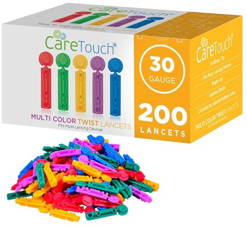 Lancets for Diabetes Testing - 30 Gauge Diabetic Lancets for Blood Testing and Glucose Testing - Fits Most Lancing Devices - Sterile, Single Use 30g Blood Sugar Lancets - Multicolored - 200 Count