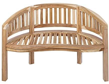 SAM 2-Sitzer Bananenbank Banana, 120 cm Sitzbank, Teak-Holz, Massive Holzbank, ideal für den Balkon oder Garten