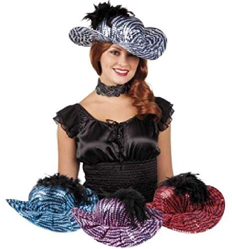 narrenkiste B04302 türkis Damen Pailettenhut mit Feder