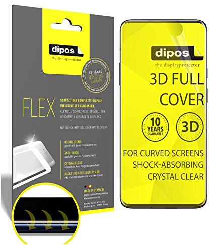dipos FLEX 3x Protector de Pantalla claro para OnePlus 7 Pro | Transparente, cobertura 100%, Full Cover, autorreparable, sin burbujas, compatible con huellas dactilares, autoadhesivo