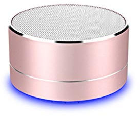 Enceinte Metal Bluetooth pour ZTE Blade V10 Vita Smartphone Port USB Carte TF Auxiliaire Haut-Parleur Micro Mini (Rose)