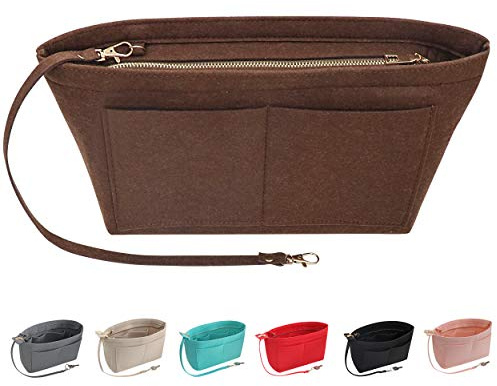 Soyizom Filz Handtasche Organizer Geldbörse Organizer Filz Insert Bag Organizer Multi-Taschen Einkaufstasche in Tasche für Frauen (X-Large,Kaffee)