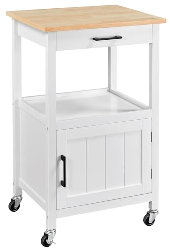 Yaheetech Chariot de Cuisine en Bois, 55x 45x 89cm, Blanc