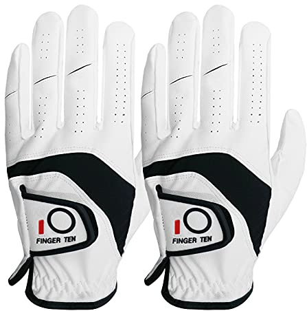 AMRTA Golfhandschuhe für Herren, linke Hand, Leder, rechte Hand, 2 Stück, für Linkshänder und Rechtshänder, rutschfeste Golfhandschuhe (M, 2 Stück, auf der linken Hand getragen)