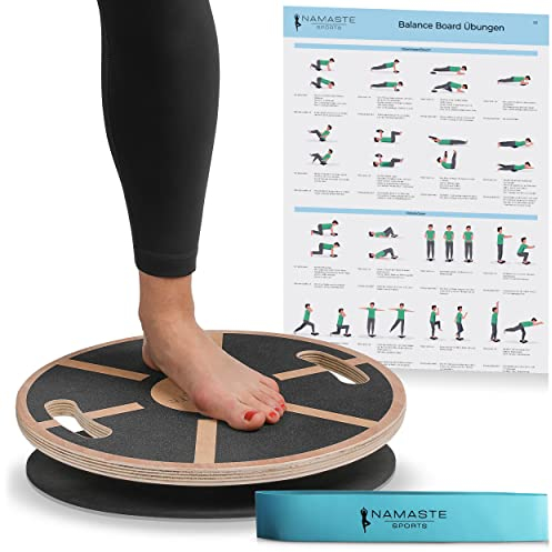 NAMASTE Sports® Balance Board - Rutschfester Gleichgewichtstrainer zur Verbesserung der Balance I Wackelbrett für Ganzkörpertraining I Balance Board für Erwachsene, Jugendliche & Kinder