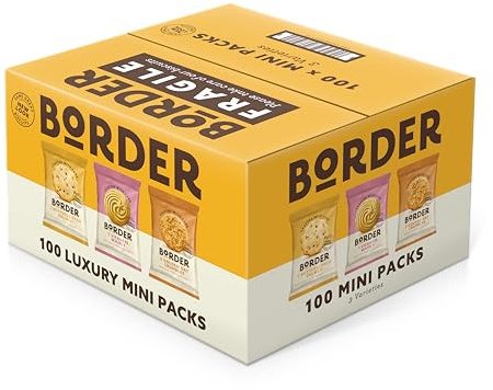 Border Biscuits Mini Multipacks, 3 Flavour Variety, 100 Pack | Individually wrapped, 2 biscuits per pack, foil-lined freshness seal, chocolate chip varieties