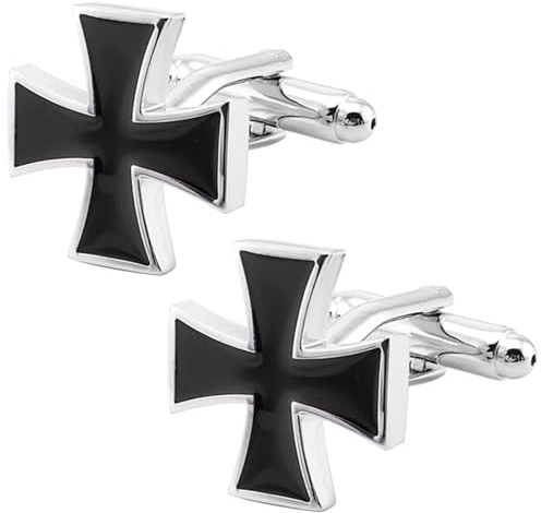 Jonwo Knights templar kors manschettlänkar för män och kvinnor universella manschettknappar smycken för fransk skjorta smoking i presentförpackning företag bröllopsfest jubileumspresent, 19 x 19mm, Mässing, Ingen ädelsten