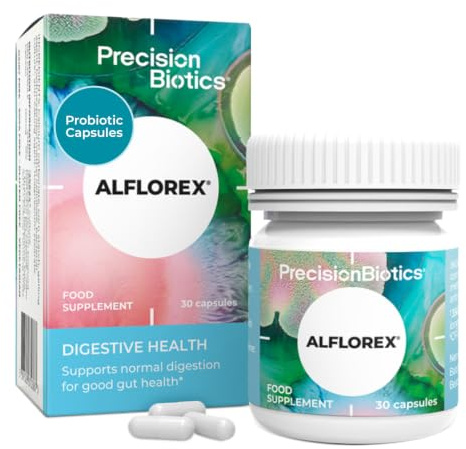 Alflorex + Calcium - Daily Gut Health Supplement with Unique Bifidobacterium Longum Bacteria Strain 35624 + Calcium - Bacterial Cultures - 30 Capsules