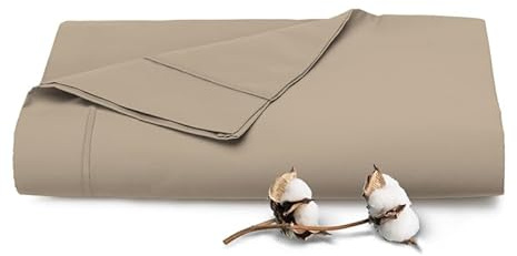 Pizuna Sabana encimera Cama 260 Algodon Simplemente Taupe,Tejido Satinado de Lujo 100% algodón de Fibra Larga de 400 Hilos Sabana encimera Cama 260 cm (Lámina Plana Simplemente Taupe - 1 Pieza)