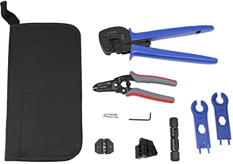 ZONADAH Draht-Crimper-Stripper-Werkzeug-Set, Solarpanel-Crimpzange, Solarverkabelungs-Steckverbinder, Cut-Kit + 1 Stück männlich-weibliche Solarpanel-Kabelverbinder