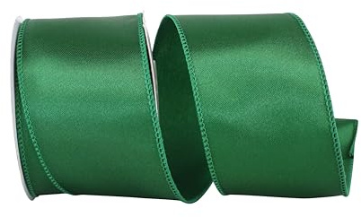 Reliant Ribbon Satin Value Wired Edge Ribbon, 2-1/2 Inch X 10 Yards, Emerald
