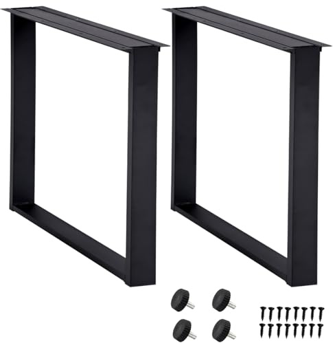 H JINHUI Quadratische Tischbeine, 2er-Set, Metall, 70 cm (H) x 50 cm (B), mit Schrauben und Bodenschonern, für Zuhause, Büro, Esszimmer, DIY