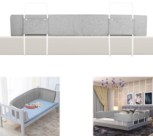 ACXIN Griglia di protezione per letto per bambini, deformabile, per letto e culla (150 cm, grigio lino)