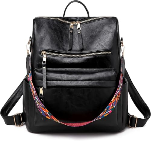 UBaymax Damen Rucksack Elegant,PU Leder Große Rucksack, Damen Ledertasche Casual,Leichtgewicht Reiserucksack Umhängetaschen,Daypack Schultertasche Mode