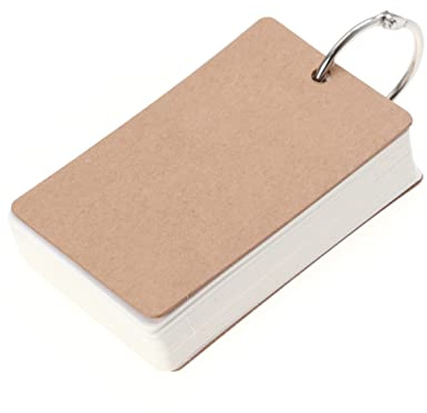STOBOK 50 Pages Kraft Study Cards with Binder Ring 3.54 X 2.17 in Index Cards for Notes Flashcards DIY Greeting Card Bookmark School and Office Use