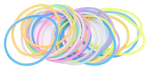 24 Stück Leuchtende Silikon-Gelee-Armbänder, Weiche, Leuchtende, Dehnbare Armbänder für Damen, Haargummis, Neon-Regenbogen-Silikon-Armband, Disco-Partygeschenke für Frauen und
