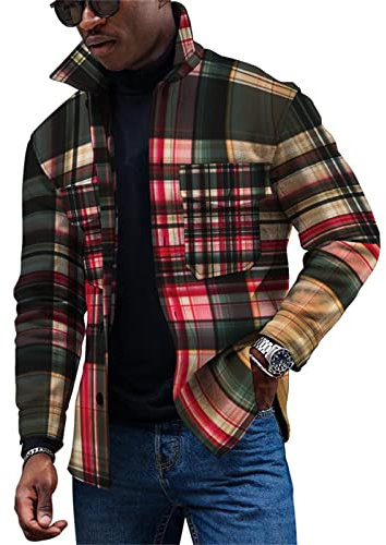 KONG JIMFAN Herren Dünne Jacke Cordjacke Slim Fit Hemd Jacke Herren Sweatjacke Herren Imprägnierspray Jacke Herren Jacke Herrenübergangsjacken Herrenhemden Langarm Steppjacke Schwarz(Rose Gold,L)
