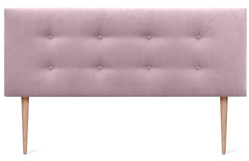 DHOME Cabecero de Polipiel o Tela AQUALINE Pro con 2 hileras de Botones y Patas Cabezal tapizado Cama Lujo (Tela Rosa, 135x105cm (Camas 120/135/140))
