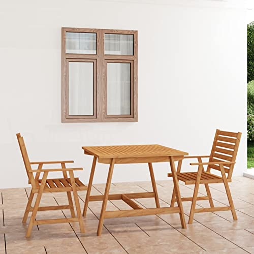 Tidyard 3-TLG.Garten Essgruppe Gartenmöbel Set,Sitzgruppe Esstisch mit Stuhl,Terassenmöbel,Gartengarnitur für Garten Terrasse Massivholz Akazie