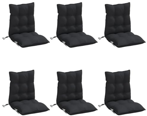vidaXL Niedriglehner-Auflagen 6 STK. Schwarz Oxford-Gewebe
