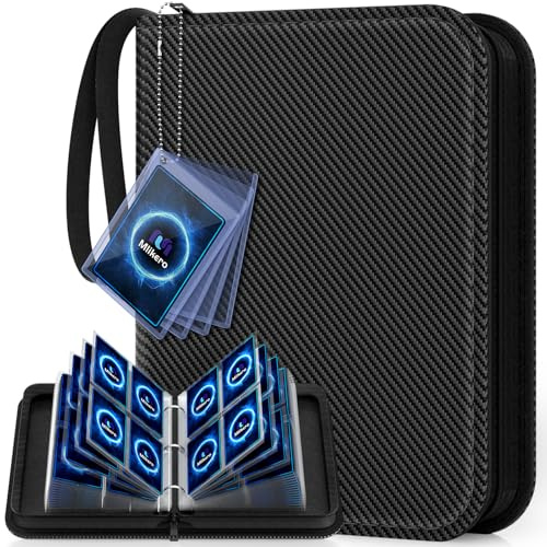 Mlikero 4 Pockets Trading Card Binder, 440 Pockets Trading Card Albums with Sleeves, Card Organiser Card Holder Fit for Football Sports Cards MTG and TCG Cards