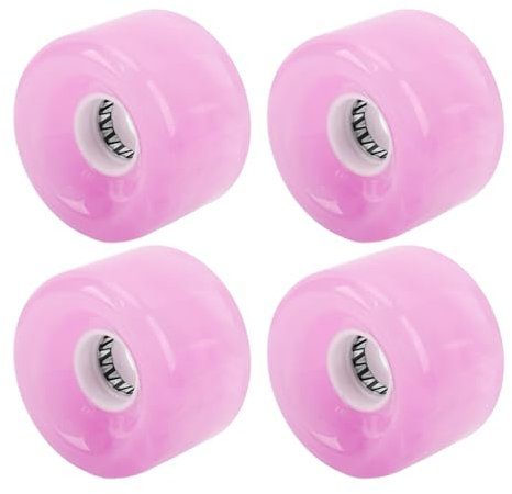Bnineteenteam Ersatzräder, 4 Stück 52 Mm 78A PU Longboard Cruiser mit Lagern und Abstandshaltern, für Cruising (PINK)