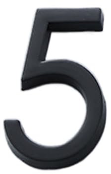 ZiYouao Hausnummer Hausnummer Außen Aufkleber Schilder Klebebuchstaben 60 mm Buchstaben Tür Alphabet Home Outdoor Schwarz Zahlen Adresse Namensschild Hausnummernschild(5-Black)