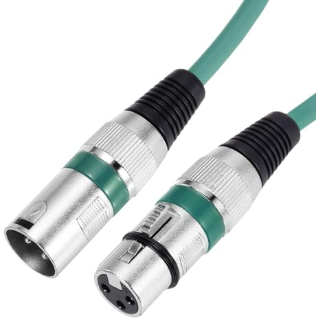sourcing map XLR Male to XLR Female Cable, 10ft XLR to XLR Microphone Cable, Audio Adapter Cord for Preamps/Speaker Systems, Green