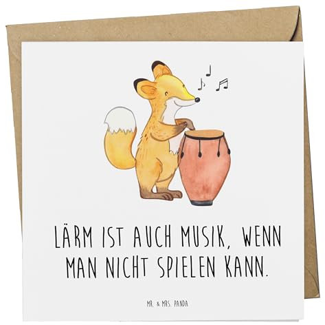 Mr. & Mrs. Panda doppelkarte Schlagzeug Lärm - Geschenk, faltkarte, Beats, Musik, Instrument, Schlagzeuger, Musiker, Lernen, Glückwunschkarte, anlasskarte, Klappkarte, Dynamik, Grußkarte