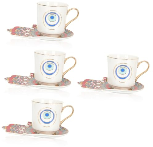 Ciieeo 4 Juegos taza de ojo taza de bebida casera vasos antiguos vasos de té turco de te turco cafeteria s de cafe s de espresso decorativa vasos de cerámica