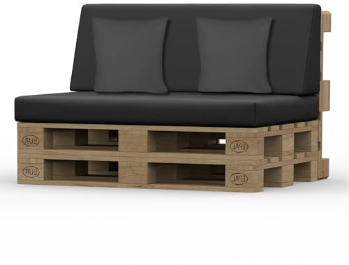 Royale Linens® Set of 4 Pallet Cushion Outdoor/Indoor - Highly Comfortable - Euro Pallet Foam Cushions Garden Seat Pads Furniture Sofa Cushions Only (Black)