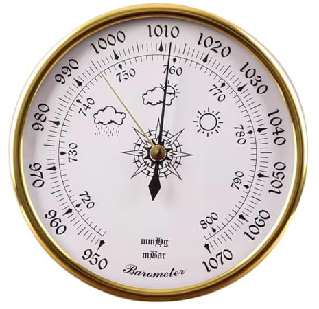MPFJPNXN Baromètre, baromètre intérieur, baromètre pour mur de maison, station météo analogique de 12,7 cm, baromètre à cadran métallique, baromètre météo pour l'ancienne, pour voiture, terrasse,