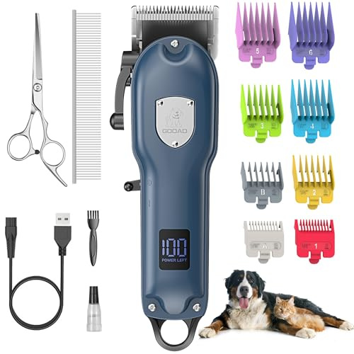 Hundeschermaschine für die Fellpflege, Hundepflegeset, schnurlose Hundepflege-Haarschneidemaschine für dickes Fell, Hundehaartrimmer, geräuscharmer Hunderasierer, leiser Tierhaarschneider für Hunde