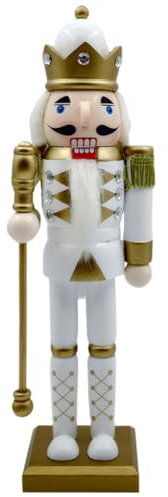 JAWSEU Casse Noisette Soldat de Noël, Figurines de Casse-Noisette de Noël en Bois 30 Cm Casse-Noisette Noel Soldat Figurine Soldat en Bois Peint à La Main Ornement Poupée Décorations de Noël