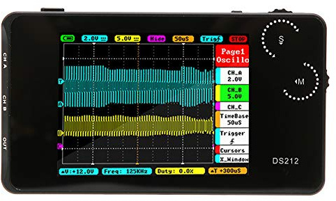 Rastreador de Cables, Osciloscopio Industrial Ds212 Osciloscopio Digital Portátil Tamaño de Bolsillo Osciloscopio de 2 Canales con Interfaz USB Equipo de Osciloscopio USB,