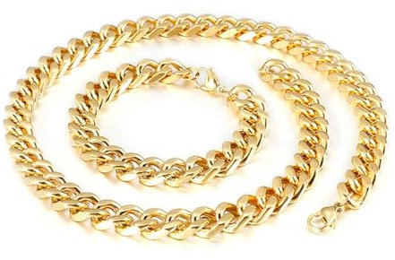 Beydodo Halskette Herren 55CM ohne Anhänger, 12MM Curb Chain Panzerkette Kette Edelstahl Gold Freundschaftskette für Männer Jugend