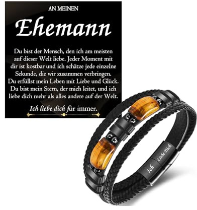 PDTU Geschenke für Männer, Lederarmband mit Gravur Ich Liebe Dich Geschenke für Mann Ehemann Freund Sohn Papa Patenonkel Onkel Opa Bruder Enkel Geschenk zu Weihnachten Geburtstag Jahrestag Geschenk