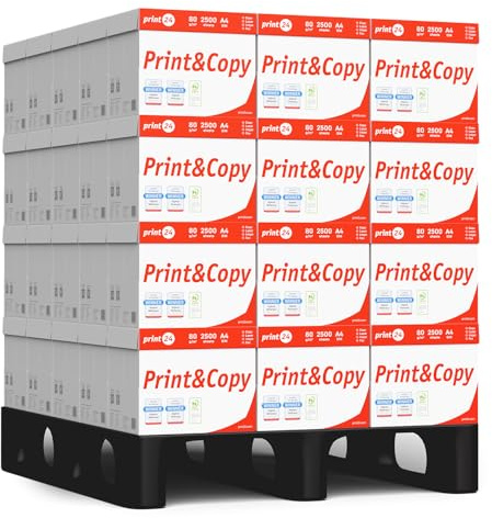 print24 Druckerpapier Kopierpapier 500-150000 Blatt A4 80g Premium Weiß Testsieger PEFC (150.000 Blatt - Palette)