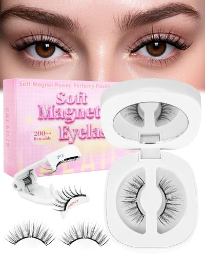 CALAILIS Magnetic Wimpern Upgrade Weiche Wimpern Magnetisch Wiederverwendbare Wasserdichte Magnet WimpernKein Kleber oder Eyeliner Erforderlich Einfach zu Tragen und Entfernen (RC02)