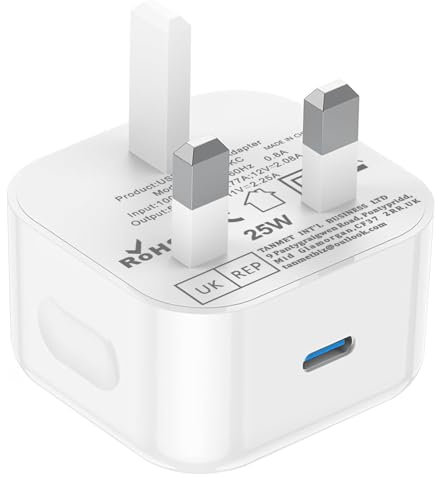 SEVENGO USB C Plug Fast Charge Compatible with New iPhone 17 Pro Max Air 16e 16 Plus Pro Max 15 14 13 12 11 SE Watch iPad 9 10 11th A16 A17,25W Type C Port Charging Wall Charger USBC Plugs Adaptor UK