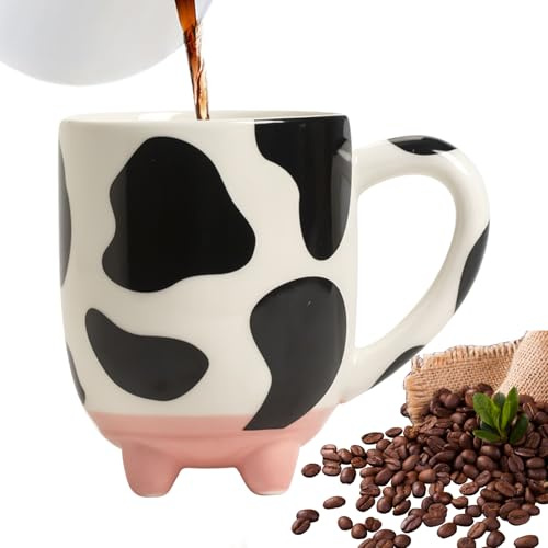 Taza de café | Taza hecha a mano con impresión de, 430 ml, hecha a mano, resistente a altas temperaturas, taza de cerámica con ancha para té y leche
