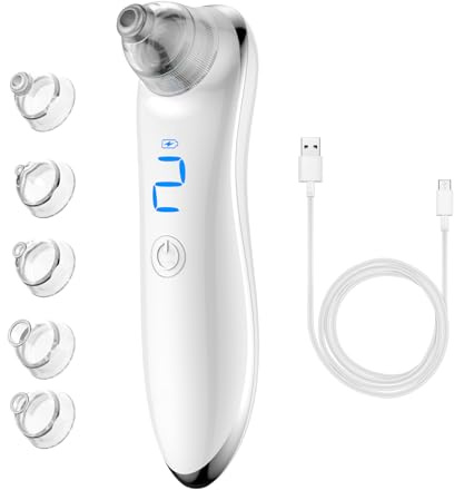 DOCOCO Blackhead Remover Vacuum, Electric Pore Cleaner for Face Nose with 3 Levels Suction, Whitehead Remover for Acne, Spot, Breakout, 5 Probes for Home Skincare Cleansing